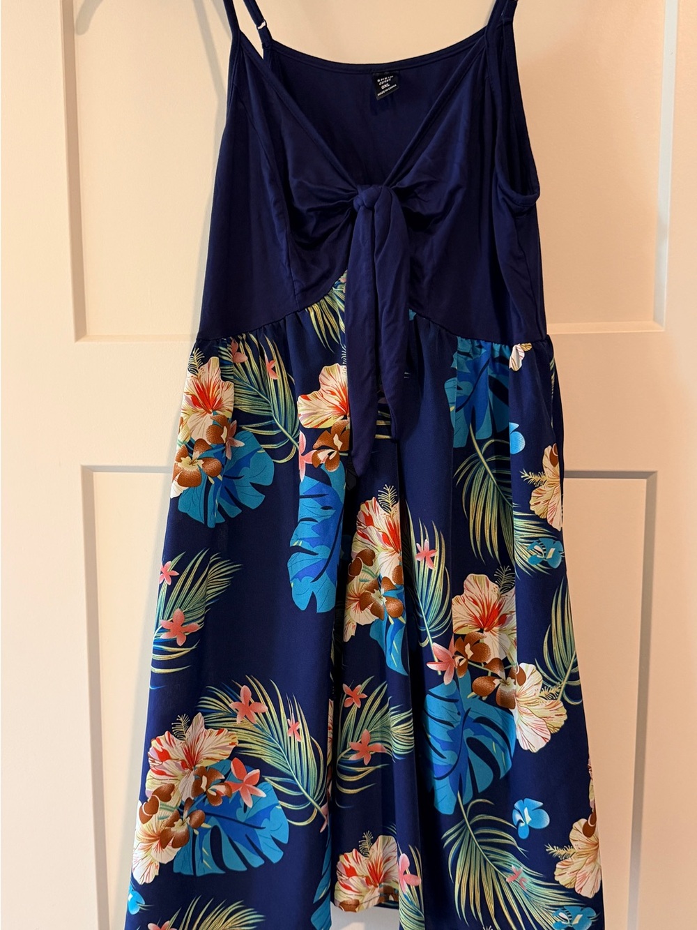 Navy Tropical Tie-Front Mini Dress XL